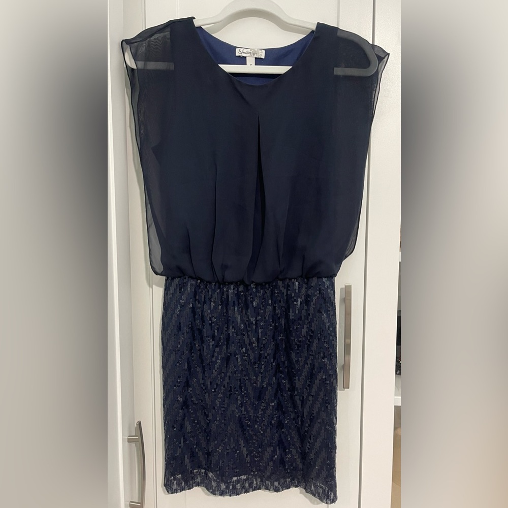 Sequin Navy Speechless Mesh Dress Top Size S